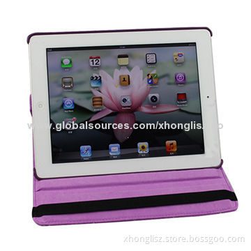 PU leather with diamond decoration design for iPad 2/3, three adjustable angle view version
